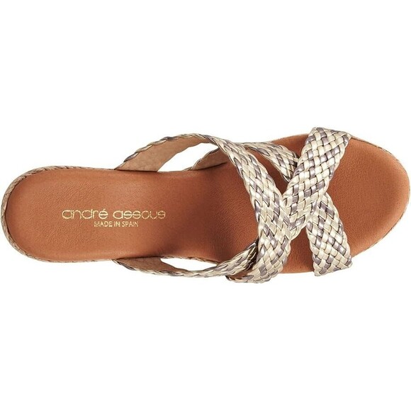 ANDRE ASSOUS  Nedra Wedge Espadrille Sandals- Metallic Multi NEW SZ 8 & 9